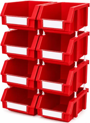Miniatura 9 de Paquete de 2 cubos de almacenamiento apilables, organizador de polipropileno resistente de 8.4 x 11 x 6.9 pulgadas, diseño colgante y de conexión