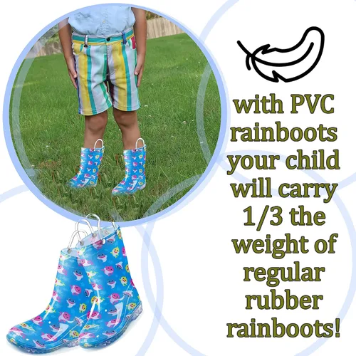 Miniatura 6 de Nickelodeon Baby Shark - Botas de lluvia impermeables de PVC con asas fáciles de poner