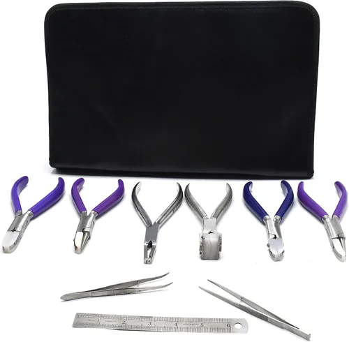 Miniatura 4 de Juego de 9 alicates de reparación de lentes para ojos, marco de gafas y almohadilla de nariz, kit de herramientas de mano óptica