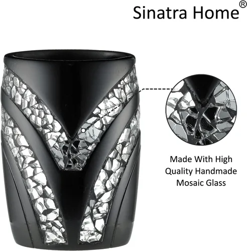 Miniatura 4 de Zahari Home Sinatra - Vaso de baño para cepillos de dientes y pasta de dientes, organizador de brochas de maquillaje, color negro