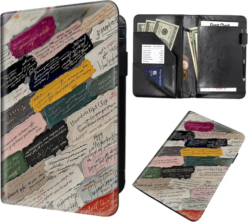 Miniatura 21 de Server Book,Waitress Book,5x9 Inch Server Books for Waitress & Waiter, Cute PU Leather Serving Book Guest Check Presenters Organizer with Zipper
