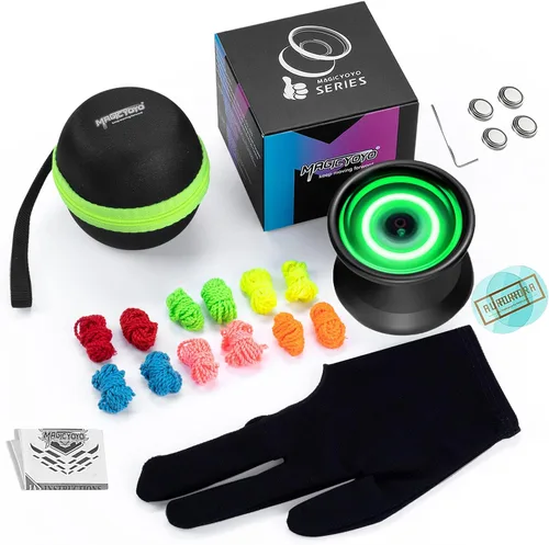 Miniatura 6 de Yoyo iluminado con batería extra, MAGICYOYO Y02 Aurora Yoyo profesional que no responde con guante Yoyo, bolsa Yoyo, 12 cuerdas Yoyo, luz verde