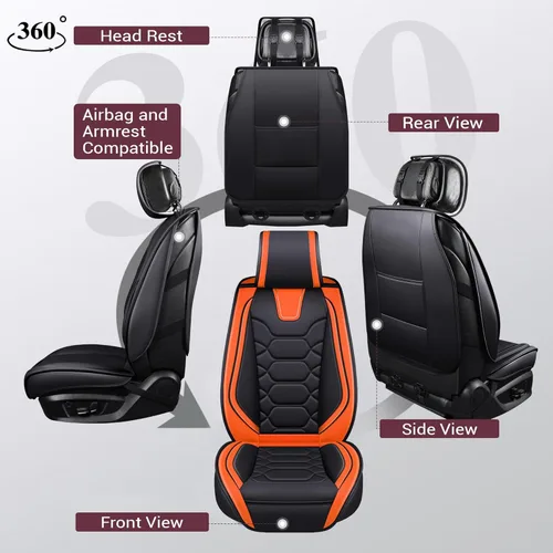 Miniatura 2 de OASIS AUTO Fundas de asiento delantero de automóvil, fundas de asiento impermeables de piel sintética para automóviles, ajuste universal para SUV