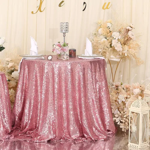 Miniatura 49 de Eternal Beauty Mantel de lentejuelas doradas de 120 pulgadas, mantel redondo brillante con purpurina para decoración de bodas, fiestas de cumpleaños