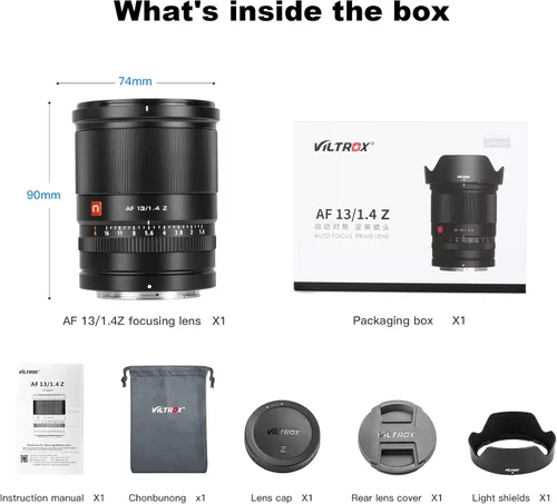 Miniatura 9 de VILTROX 13mm f1.4 F/1.4 Lente de Montura Z, Lente Prima Gran Angular Aps-C para Cámara de Montura Z Nikon Z5/Z50/Z6/Z6II/Z7/Z7II/ZFC/Z30/Z9