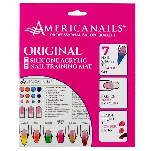 Americanails Mini - Alfombra de acrílico de entrenamiento para uñas, hoja de silicona para principiantes, aplique uñas acrílicas con plantilla