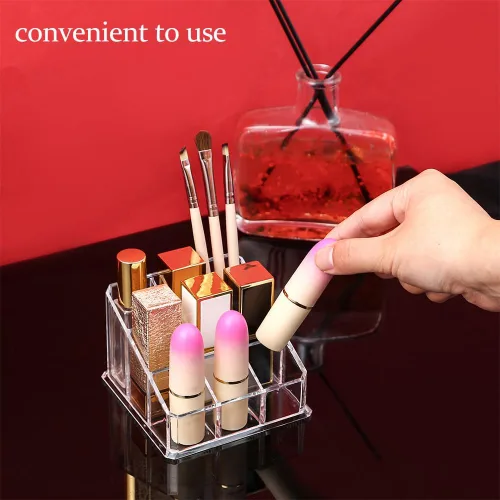 Miniatura 5 de Organizador y almacenamiento de lápiz labial, 9 ranuras transparente para estante de exhibición (QX152)