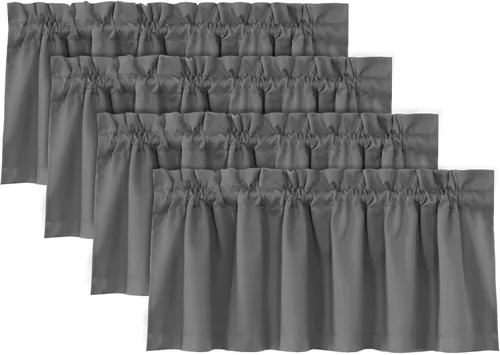 Miniatura 23 de H.VERSAILTEX Cenefas de cortina 100% opacas para ventanas, 2 paneles con aislamiento térmico, bolsillo para barra, pequeña cenefa corta para cocina