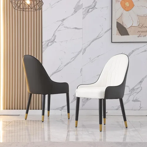 Miniatura 20 de Juego de 4 sillas de comedor, modernas patas de metal negro de cuero sintético para sala de estar, cocina, comedor