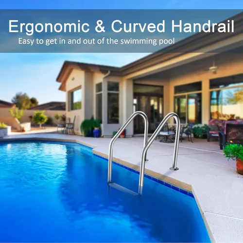 Miniatura 3 de DOEL Escalera de piscina, escalera antideslizante de 3 escalones de acero inoxidable para piscina interior/exterior, fácil montaje y escalada