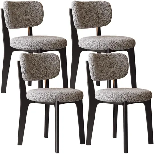 Miniatura 14 de YVYKFZD Solid Wood Dining Chairs, Fabric Dining Room Chair Set of 2/4/6, Upholstered Kitchen Chairs with Curved Backrest, Armless Living Room Chair