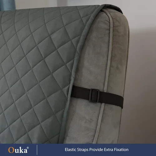 Miniatura 6 de Ouka - Funda reclinable para perros, de ancho de asiento de 63,5 cm, protector de sofá de tela reversible con correas elásticas, funda de sillón Gris