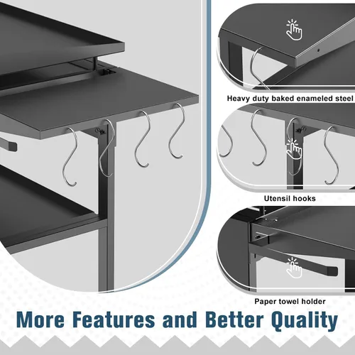 Miniatura 6 de Ruedas giratorias universales y estante lateral para plancha Blackstone de 28 pulgadas, piezas de plancha para accesorios Blackstone con freno