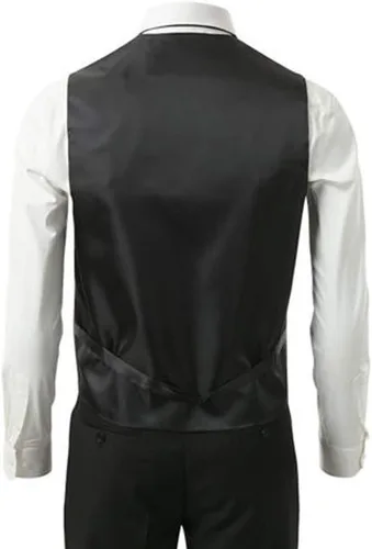 Miniatura 2 de Chaleco de 3 piezas + corbata + Hankie traje formal de moda para hombre, chaleco de esmoquin delgado