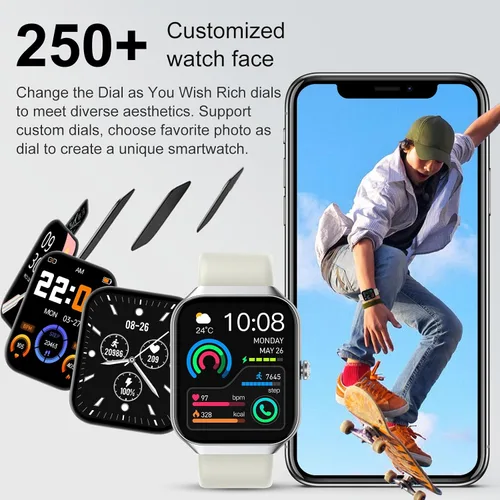 Miniatura 6 de Jugeman Relojes inteligentes para mujer (respuesta/hacer llamada), 1.96 pulgadas HD nuevo reloj inteligente con frecuencia cardíaca, monitor de Beige