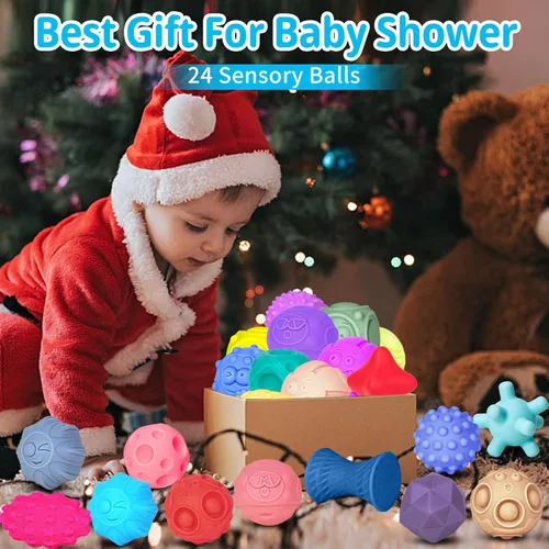 Miniatura 7 de 24 bolas sensoriales para niños pequeños de 1 a 3 años, juguetes sensoriales para bebés de 6 a 12 meses, juguete Montessori para bebés de 6 a 12