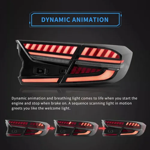 Miniatura 5 de VLAND Luces traseras LED compatibles con Honda Accord de 10ª generación 2018-2022 con escaneo dinámico de animación respiratoria DRL, con Humo