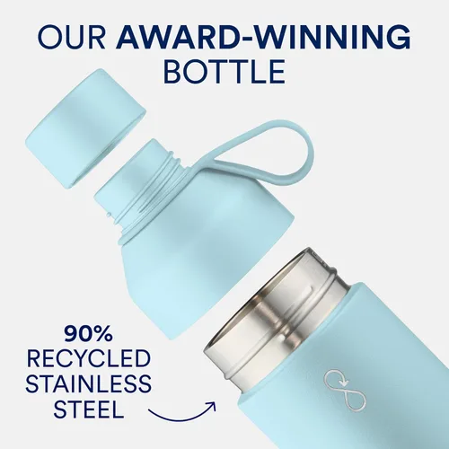 Miniatura 3 de Ocean Bottle - Botella de agua reutilizable para bebidas de acero inoxidable reciclado - Ecológica y reutilizable - Azul cielo - 17 oz