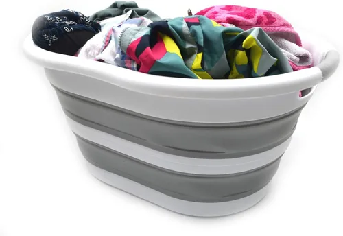 SAMMART Canasta plegable de plástico para la ropa sucia, recipiente de almacenamiento plegable/organizador, ahorro de espacio