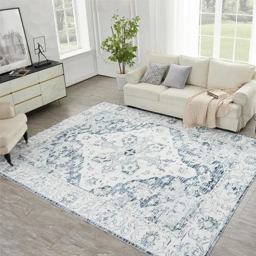 Miniatura 33 de Syalife 4x6 Alfombra Lavable para Área, Ultra Suave Antideslizante, Pila Baja, Alfombra Vintage Resistente a Manchas para Sala de Estar, Alfombra