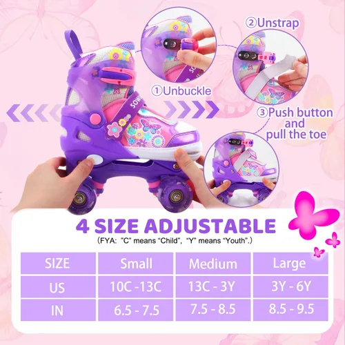 Miniatura 2 de Patines en línea ajustables para niñas y mujeres, todas las 8 ruedas de los patines de niña brillan, iluminación segura y divertida para niños