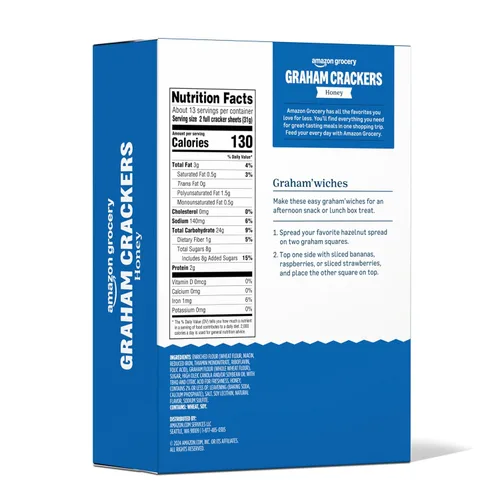Miniatura 2 de Amazon Grocery, Galletas Graham de Miel, 14.4 onzas (anteriormente Happy Belly, el empaque puede variar)