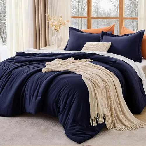 Miniatura 27 de MUXHOMO Juego de edredón beige tamaño individual/individual XL, ropa de cama alternativa ultrasuave para todas las estaciones. El juego de cama