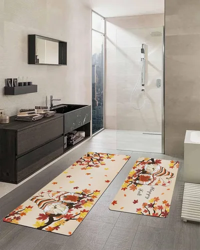 Miniatura 2 de Tapete de baño de gnomos de calabaza, antideslizante, de secado rápido y absorbente, tierra de diatomeas, fregadero, dormitorio, cocina, lavable