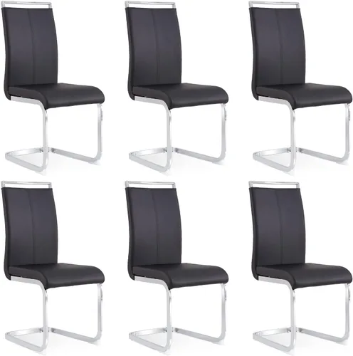 Baysitone Juego de 6 sillas de comedor modernas, sillas laterales de comedor, sillas de cocina con asiento acolchado de piel sintética y respaldo