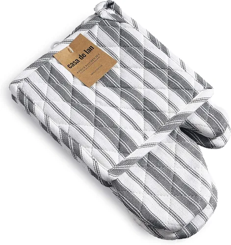 Miniatura 2 de Juego de guantes de horno y soportes para ollas - Guantes resistentes al calor duraderos - Mitones gruesos para cocina - Adecuados para cocinar