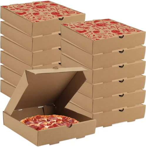 Cajas de pizza, paquete de 15 cajas de pizza corrugada de papel kraft de 7.3 x 7.3 x 1.6 pulgadas, cajas de comida para llevar, cajas de embalaje de