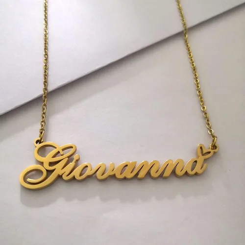 Miniatura 3 de Collar con nombre personalizado personalizado con dije con nombre chapado en corazón para mujer, collar de moda personal el mejor regalo para niña