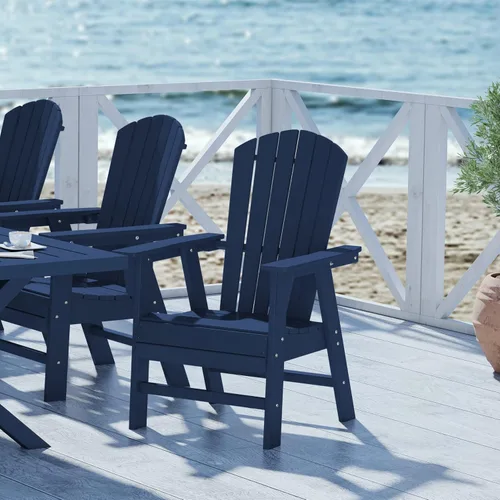 Miniatura 31 de WestinTrends Malibu Outdoor Patio HDPE Adirondack Silla de comedor para patio, color negro