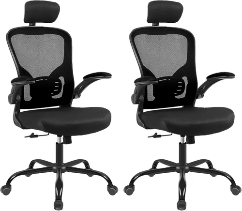 Miniatura 11 de Paquete de 10 sillas ergonómicas de oficina con reposacabezas ajustables 3D, sillas de escritorio de malla para oficina en casa con soporte lumbar