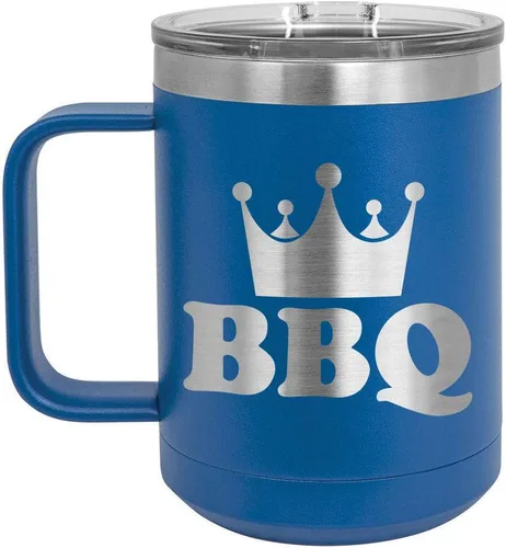 Miniatura 9 de Taza de café para barbacoa King de 15 onzas con tapa superior deslizante, taza de café de viaje aislado idea de regalo para los hombres que tienen