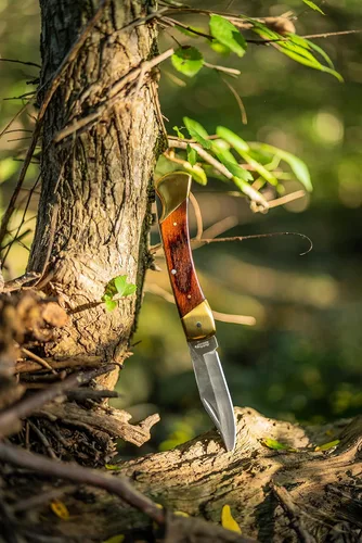 Miniatura 6 de Uncle Henry LB7 Bear Paw - Cuchillo de bolsillo tradicional con punta de clip de 3.7 pulgadas, hoja SS de alto carbono, mango de madera, refuerzos