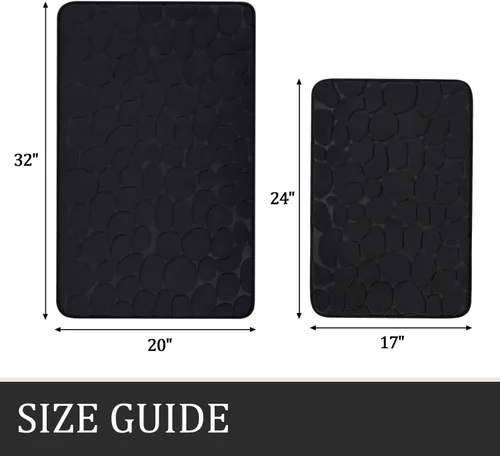Miniatura 2 de YIHOUSE Juego de 2 tapetes de baño de espuma viscoelástica, antideslizantes, absorbentes de agua, lavables, para fregadero, inodoro y suelo Negro