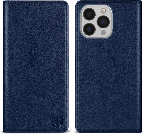 Miniatura 28 de ZZXX Funda tipo cartera para iPhone 13 con bloqueo RFID, soporte de ranura para tarjetas, funda protectora de cuero magnético fuerte plegable