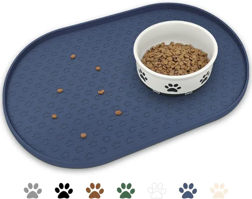 KPWACD Alfombrilla de alimentación para mascotas para perros y gatos, alfombrilla de silicona antideslizante impermeable para perros, bandeja de