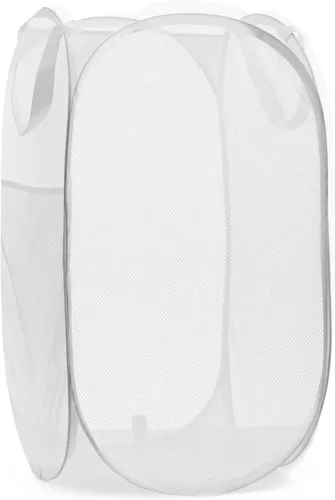 Miniatura 19 de Cesta de malla para ropa sucia, desplegable, amplia apertura, bolsillo lateral, transpirable, resistente, plegable, diseño que ahorra espacio