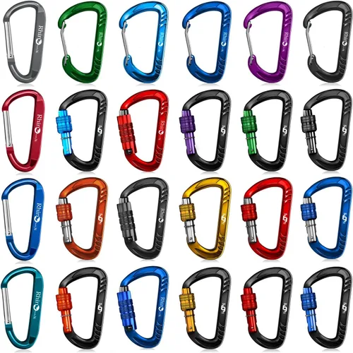 Miniatura 6 de Rhino Produxs 12kN (2697 lbs) Heavy Duty Carabiner Clips, for Securing Pets, Outdoor, Camping, Hiking, Hammock, Dog Leash Harness, Keychains Bloqueo