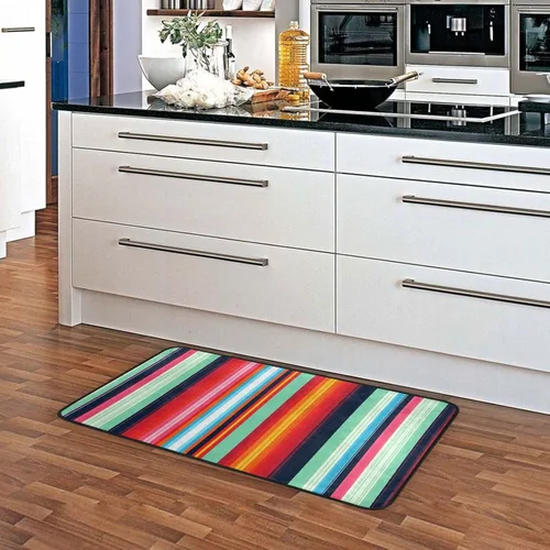 Miniatura 5 de Gredecor Alfombras de cocina con temática mexicana, antideslizantes, color mexicano, Serape a rayas, tapetes de cocina con respaldo de goma