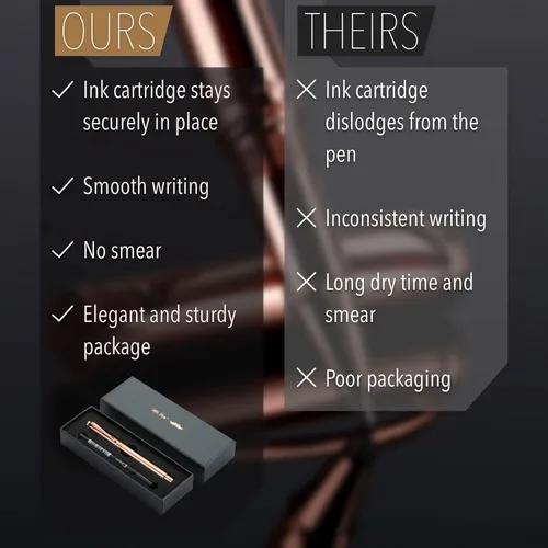 Miniatura 5 de Mr. Pen - Bolígrafo de lujo, barril de oro rosa, tinta negra, bolígrafo de lujo, bolígrafos de lujo para mujeres, bonitos bolígrafos para hombres