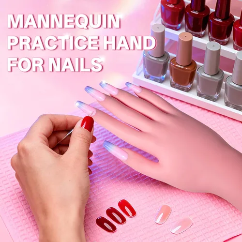 Miniatura 7 de Buqikma Mano de práctica de uñas para uñas acrílicas, mano de maniquí para práctica de uñas, flexible y flexible y flexible para práctica de uñas, 1