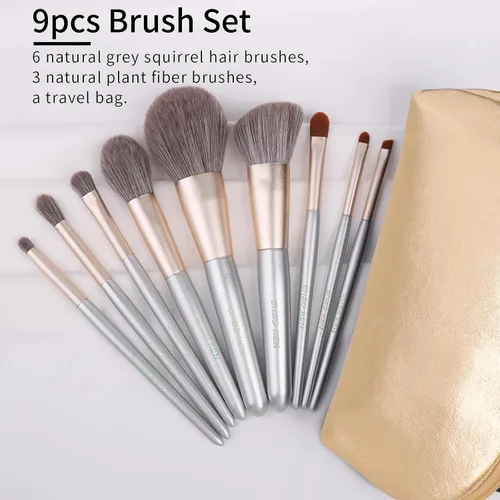 Miniatura 6 de ENZO KEN Juego de brochas de maquillaje de fibra natural y pelo de cabra profesional, juego de brochas de maquillaje de cabello combinado