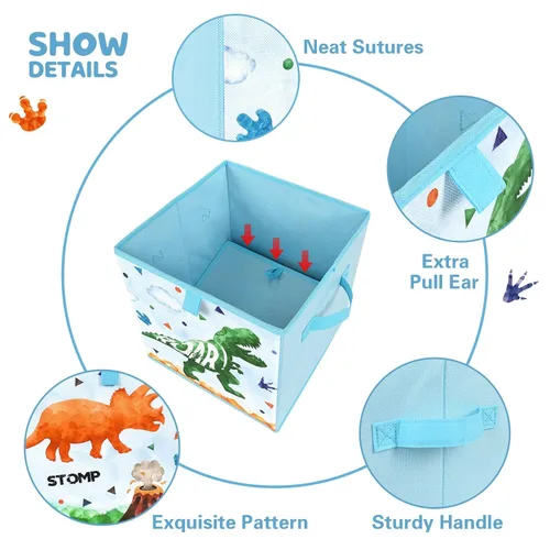Miniatura 3 de WERNNSAI Cubos de almacenamiento – Paquete de 4 cubos de almacenamiento plegables de tela para niños, cestas de almacenamiento decorativas con asas