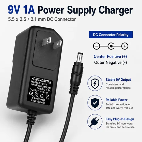9V 1A AC Power Supply Charger Adapter Cord for Casio Digital Piano Keyboard CT-X700,