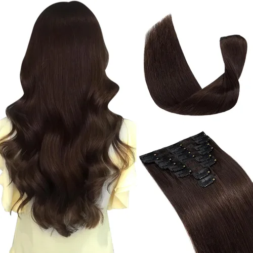 Miniatura 19 de Extensiones de cabello con clip, cabello humano Remy, extensiones de cabello largo lacio de una pieza con 5 clips, con gancho para colgar