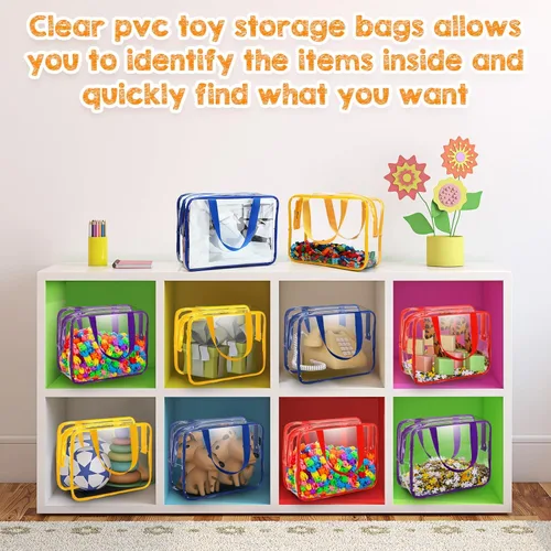 Miniatura 6 de 12 bolsas grandes de almacenamiento de juguetes con cremallera, bolsas de almacenamiento transparentes de PVC, impermeables, organizador de juguetes