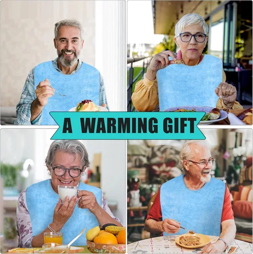 Miniatura 6 de Baberos para adultos para hombres y mujeres, paquete de 4 unidades, baberos de rizo reutilizables para personas mayores, toalla impermeable